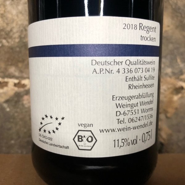 BIO Rotwein 2018 Regent trocken Qualitätswein 0,75l